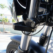 Fork Mount Rectangle LED Turn Signal Black, 39mm fork tube, 41mm fork tube, 49mm fork tube, fork tube turn signal, harley-davidson turn signals, led turn signals, rectangle turn signals, billet aluminum, turn signals, made in usa 