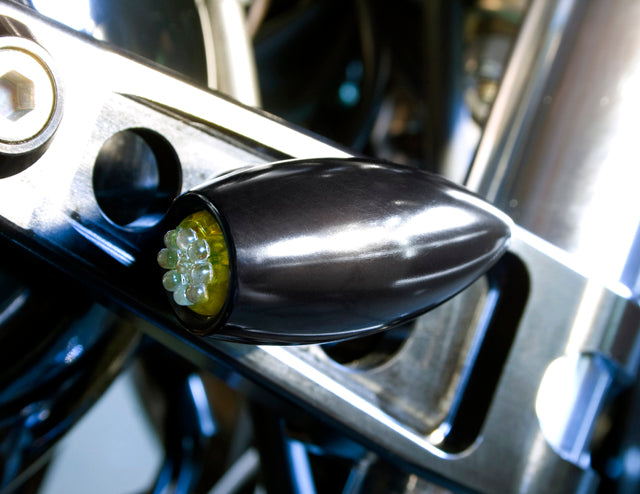 Joker Machine Astro LED Marker Lights - Black Amber LED Center Mount For Motorcycles