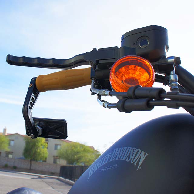 Rectangle Bar End Mirror Stem A Black