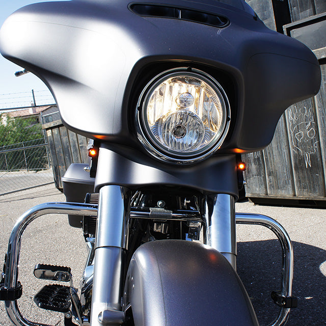 Streamliner Front Turn Signals Finned Black